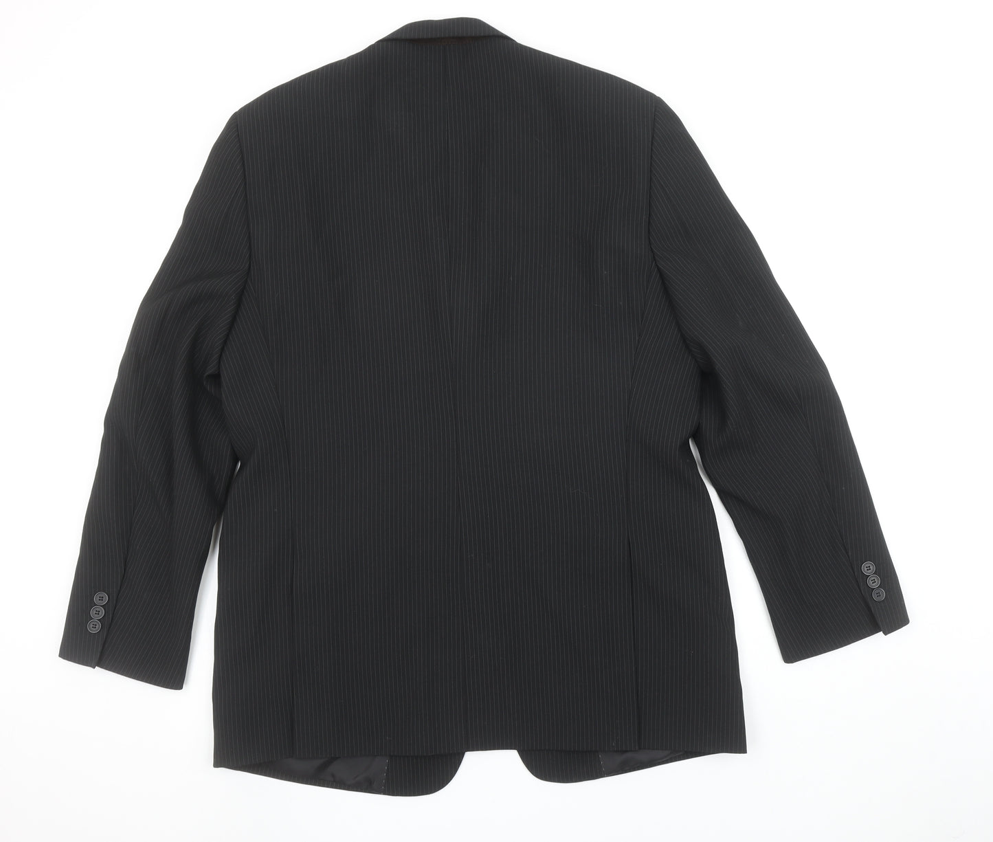 Bartoni Men's Black Pinstripe 42R Classic 2-Button Suit Jacket