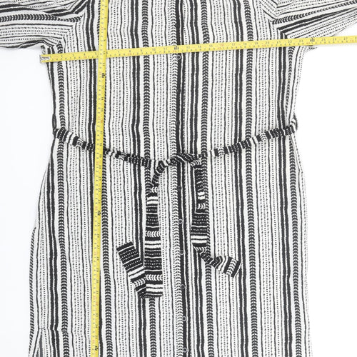 Marks and Spencer Women’s Black Striped Shirt Dress Size 18 Belted Long Sleeve