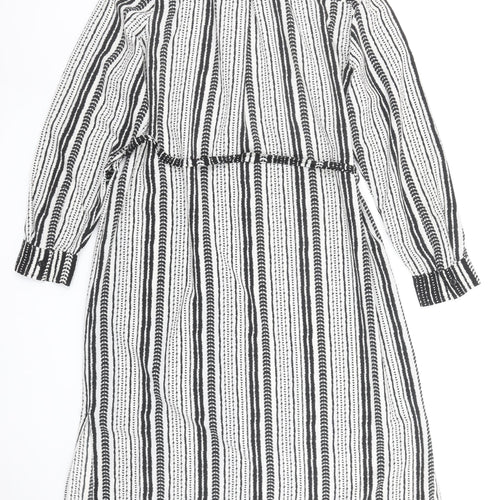 Marks and Spencer Women’s Black Striped Shirt Dress Size 18 Belted Long Sleeve