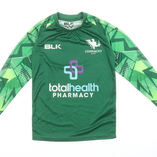 BLK Boys Green Connacht Rugby Long Sleeve Athletic Top Size 8 Years