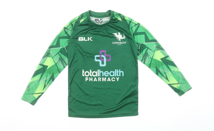 BLK Boys Green Connacht Rugby Long Sleeve Athletic Top Size 8 Years