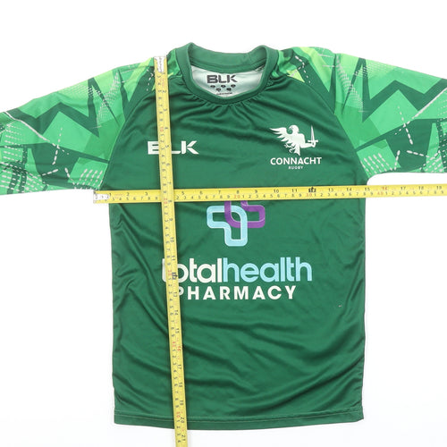 BLK Boys Green Connacht Rugby Long Sleeve Athletic Top Size 8 Years