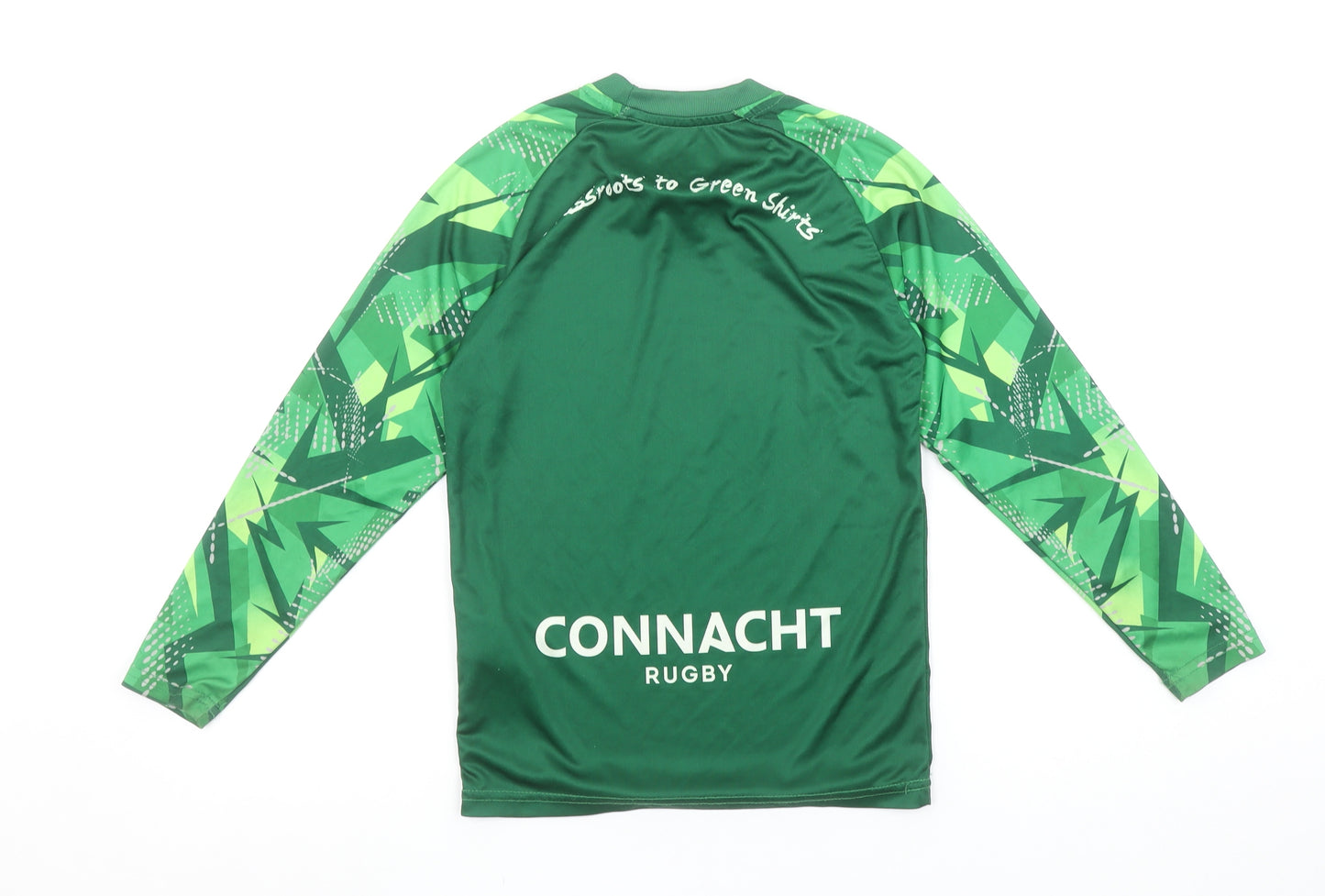 BLK Boys Green Connacht Rugby Long Sleeve Athletic Top Size 8 Years