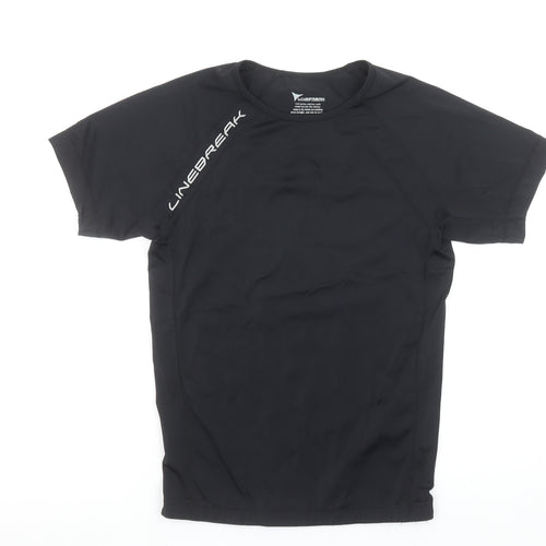 Linebreak Mens Black L Compression T-Shirt Athletic Fit