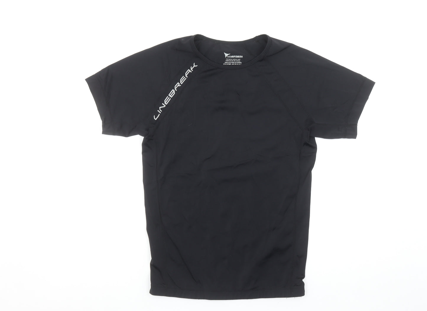 Linebreak Mens Black L Compression T-Shirt Athletic Fit