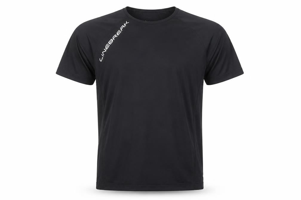 Front view of Linebreak men’s black l compression t-shirt athletic fit