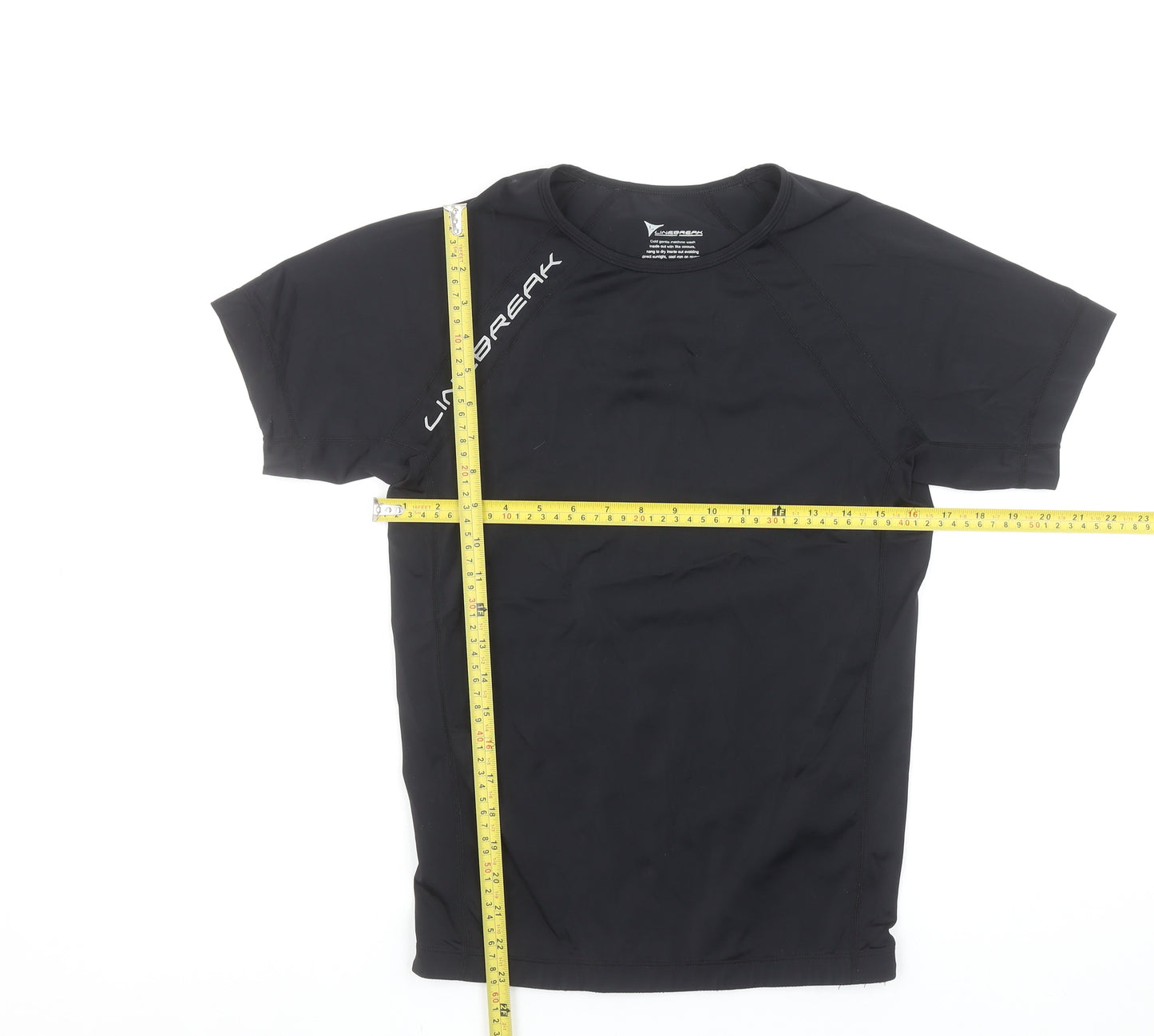 Linebreak Mens Black L Compression T-Shirt Athletic Fit