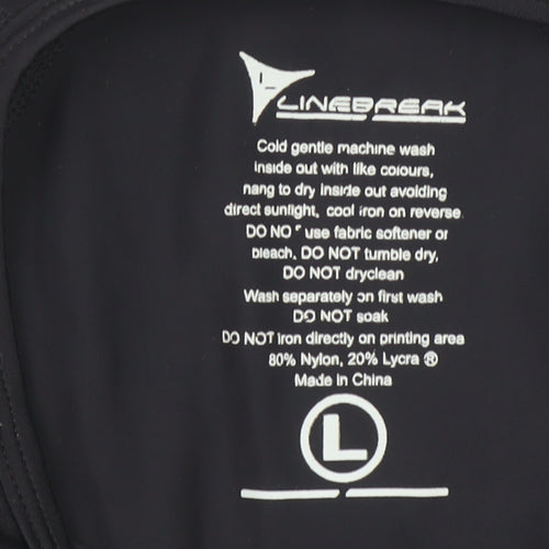 Linebreak Mens Black L Compression T-Shirt Athletic Fit