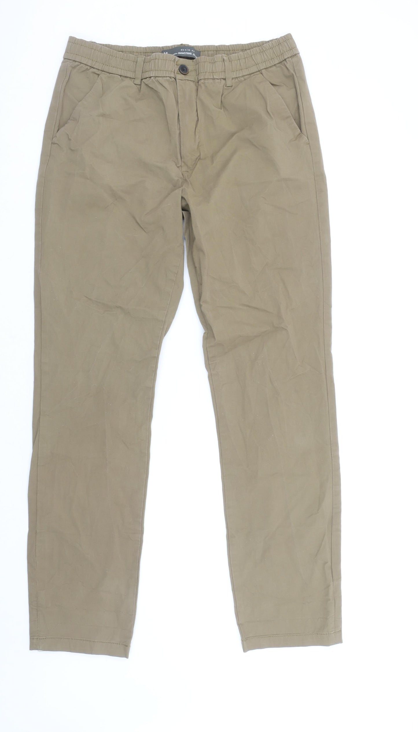 Denim Co. Men's Beige Jogger Trousers Size M Elastic Waist Casual
