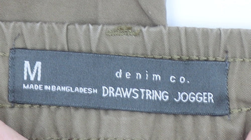 Denim Co. Men's Beige Jogger Trousers Size M Elastic Waist Casual