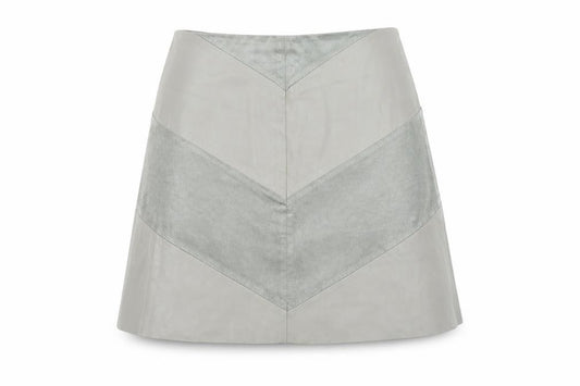 Front view of Zara Women Grey Faux Leather A-Line Knee Length Skirt, size S
