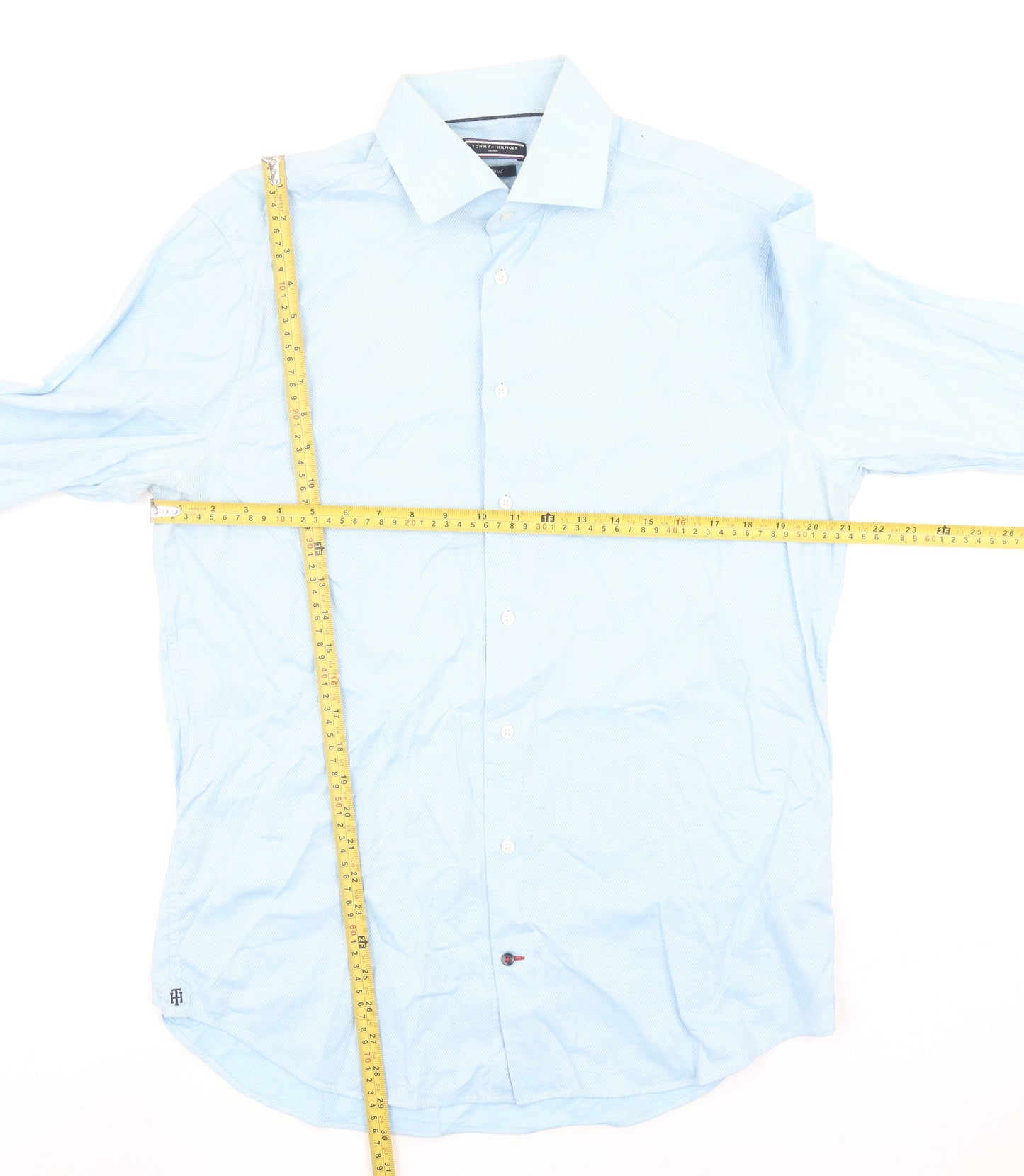 Tommy Hilfiger Men Blue Slim Fit Long Sleeve Cotton Shirt L