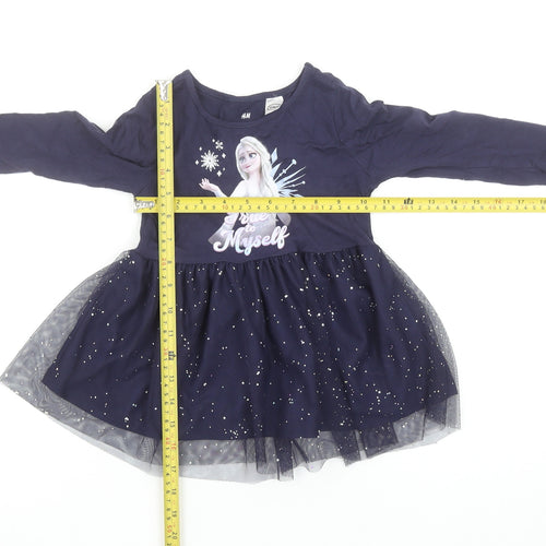 H&M Girls Blue Frozen Elsa Tutu Dress 18-24 Months Long Sleeve Party Outfit