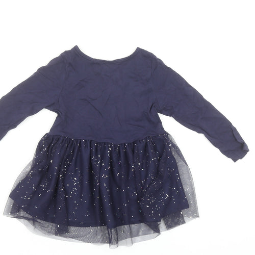 H&M Girls Blue Frozen Elsa Tutu Dress 18-24 Months Long Sleeve Party Outfit
