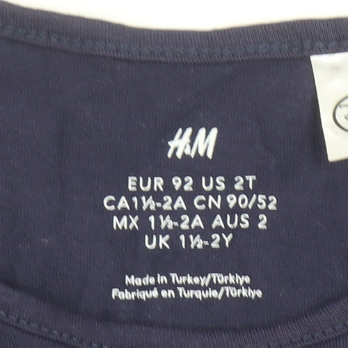 H&M Girls Blue Frozen Elsa Tutu Dress 18-24 Months Long Sleeve Party Outfit