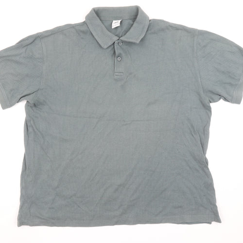 Zara Men’s Grey Cotton Short Sleeve Polo Shirt Size L Regular Fit