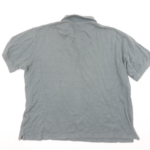 Zara Men’s Grey Cotton Short Sleeve Polo Shirt Size L Regular Fit