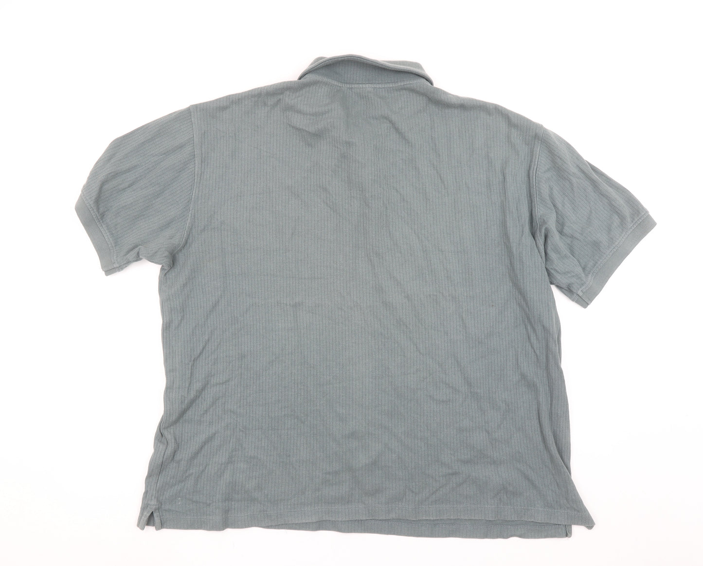 Zara Men’s Grey Cotton Short Sleeve Polo Shirt Size L Regular Fit