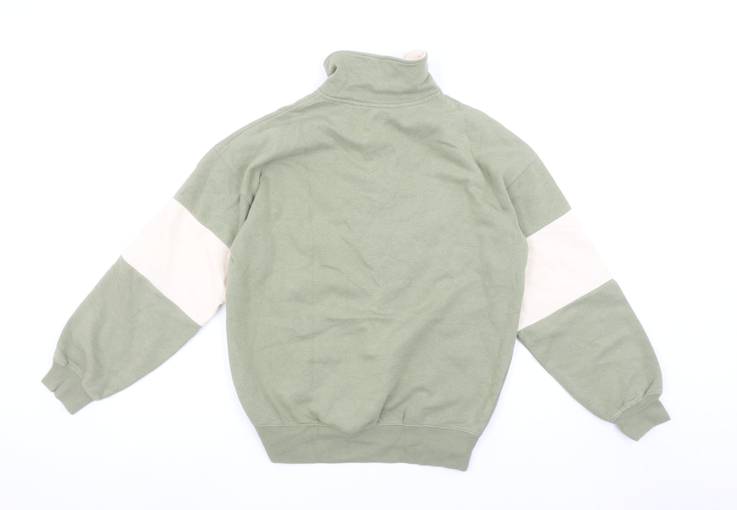 H&M Boys Green Colourblock Michigan Detroit Half Zip Sweatshirt 11-12 Years