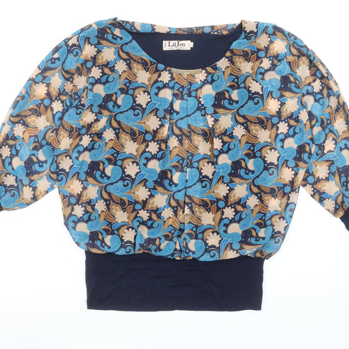 LilJen Women's Blue Paisley Tunic Blouse Size M Lightweight Chiffon Top
