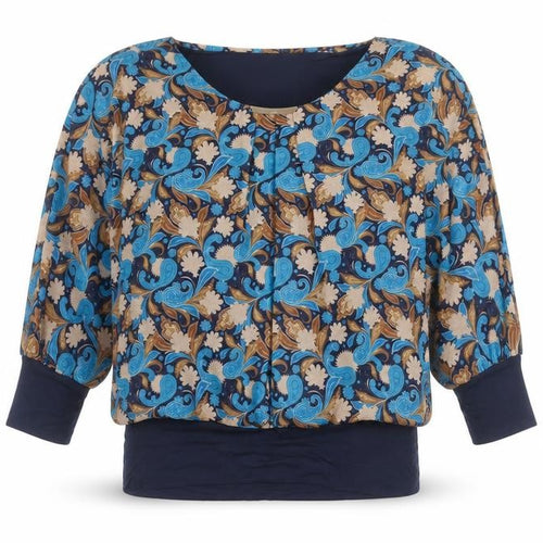 LilJen Women's Blue Paisley Tunic Blouse Size M Lightweight Chiffon Top