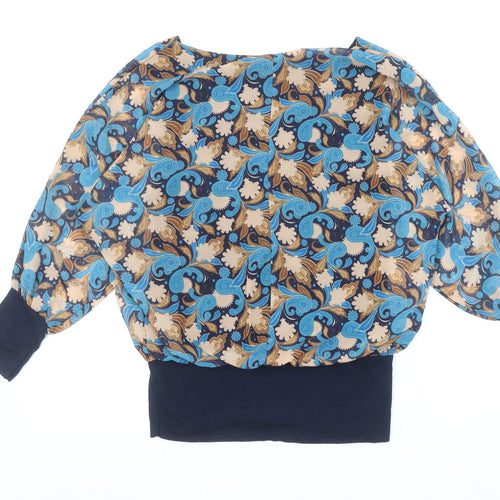 LilJen Women's Blue Paisley Tunic Blouse Size M Lightweight Chiffon Top