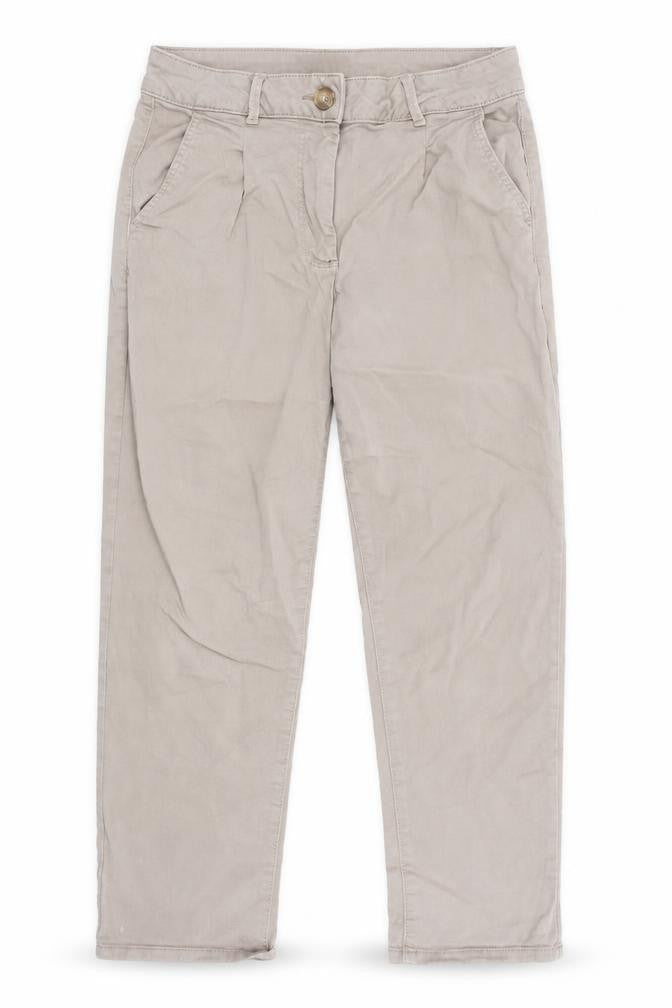 Front view of Primark Women’s Beige Straight Jeans, size UK 10, Regular Fit Zip Button