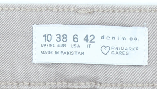 Primark Women’s Beige Straight Jeans Size 10 Regular Fit Zip Button