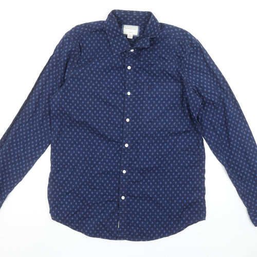 American Eagle Men’s Blue Slim Fit Long Sleeve Cotton Button-Up Shirt Size L