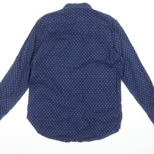 American Eagle Men’s Blue Slim Fit Long Sleeve Cotton Button-Up Shirt Size L