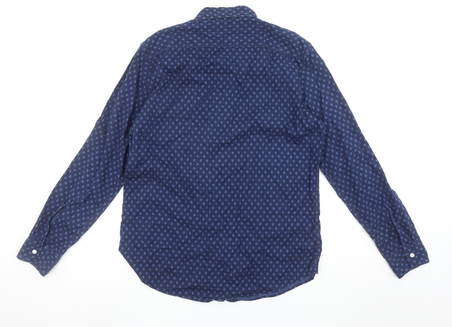 American Eagle Men’s Blue Slim Fit Long Sleeve Cotton Button-Up Shirt Size L