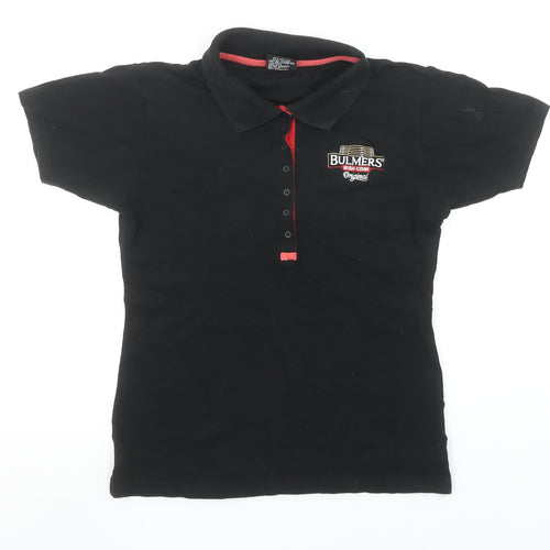 Bulmers Women's Black Polo Shirt Size M Short Sleeve Cotton Stretch