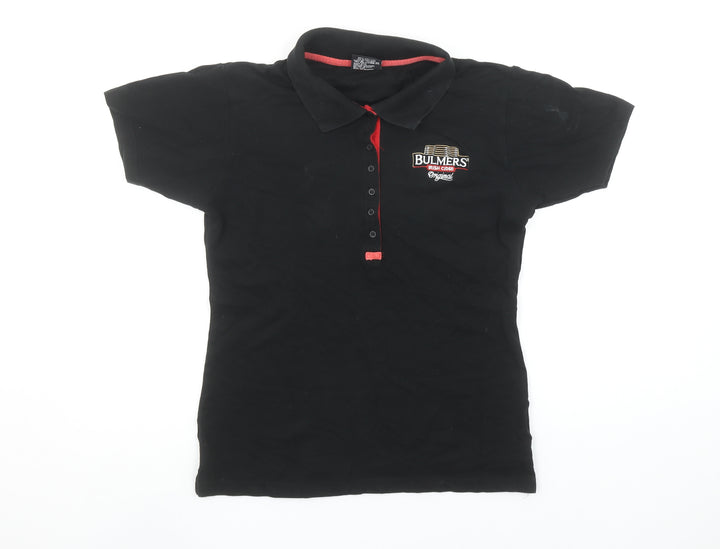 Bulmers Women's Black Polo Shirt Size M Short Sleeve Cotton Stretch
