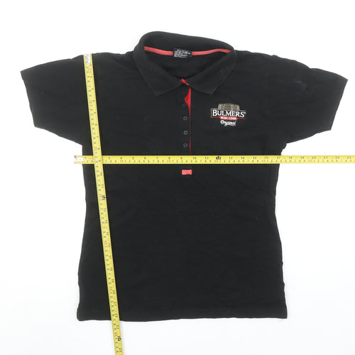 Bulmers Women's Black Polo Shirt Size M Short Sleeve Cotton Stretch