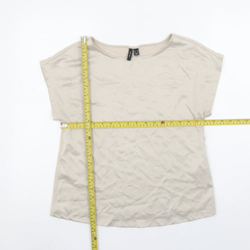 Vero Moda Womens Beige Boat Neck Basic T-Shirt XS Cotton Blend