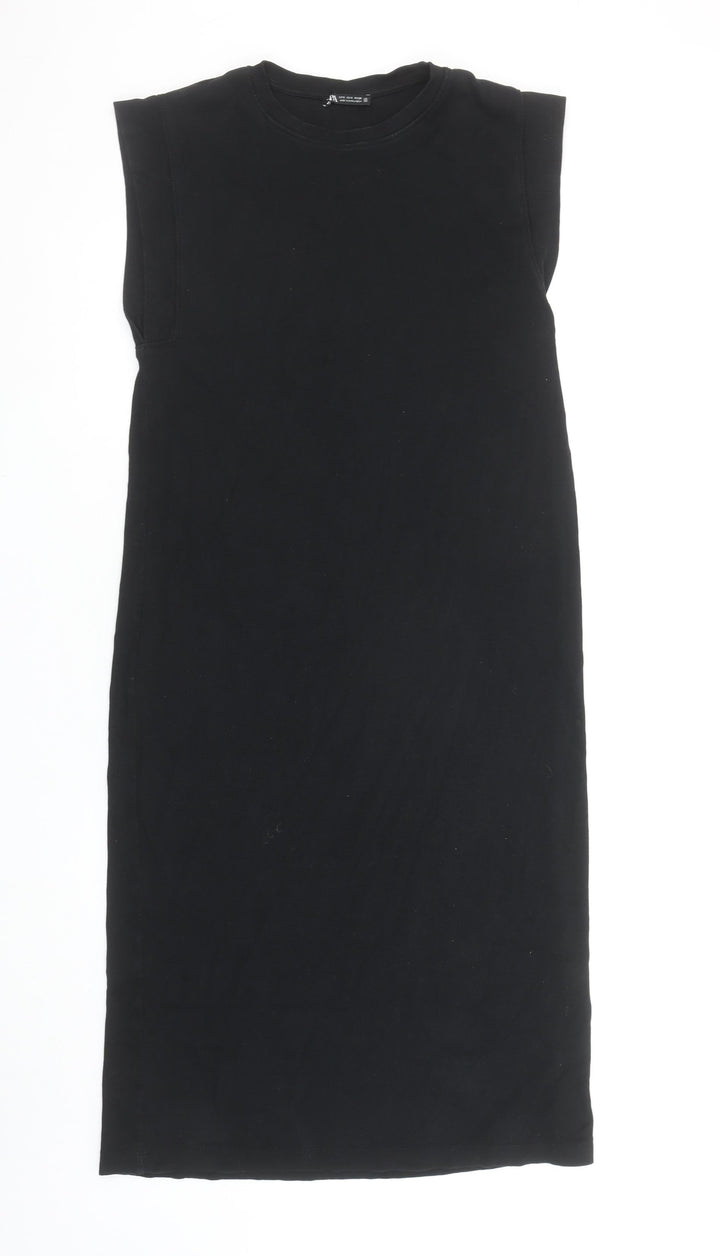 Zara Women Black Size 8 Sleeveless Cotton Stretch T-Shirt Dress