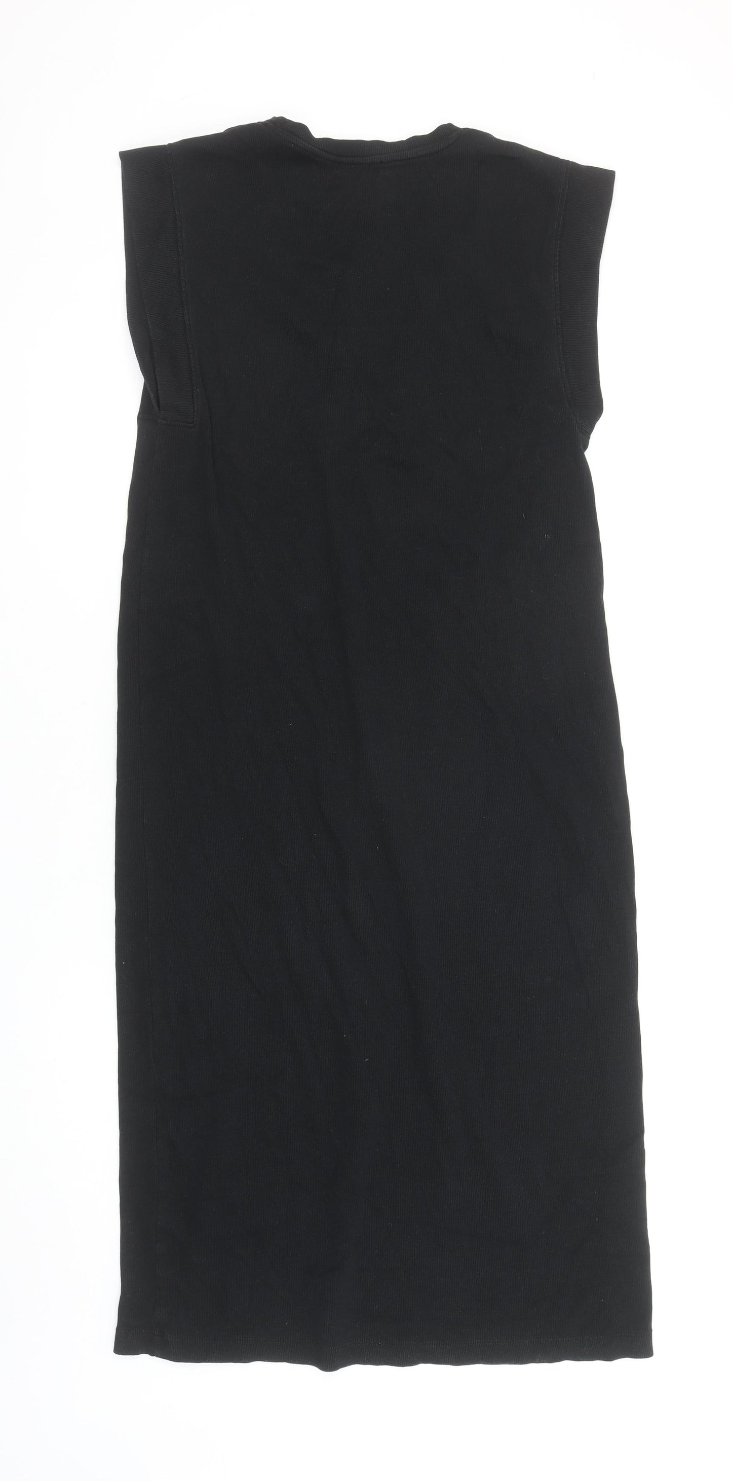 Zara Women Black Size 8 Sleeveless Cotton Stretch T-Shirt Dress