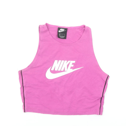 Nike Women Pink Cropped Tank Top M Sports Jersey Activewear