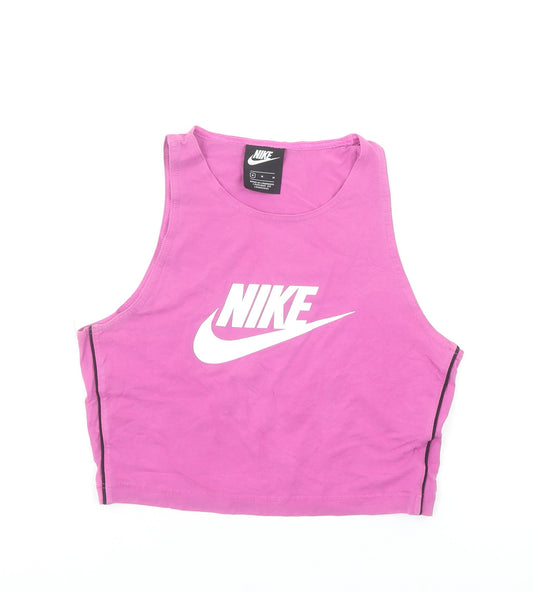 Nike Women Pink Cropped Tank Top M Sports Jersey Activewear