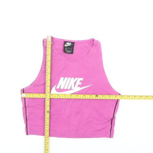 Nike Women Pink Cropped Tank Top M Sports Jersey Activewear
