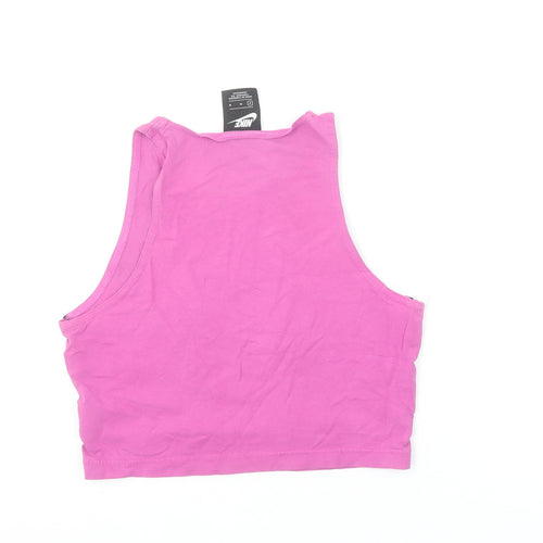 Nike Women Pink Cropped Tank Top M Sports Jersey Activewear