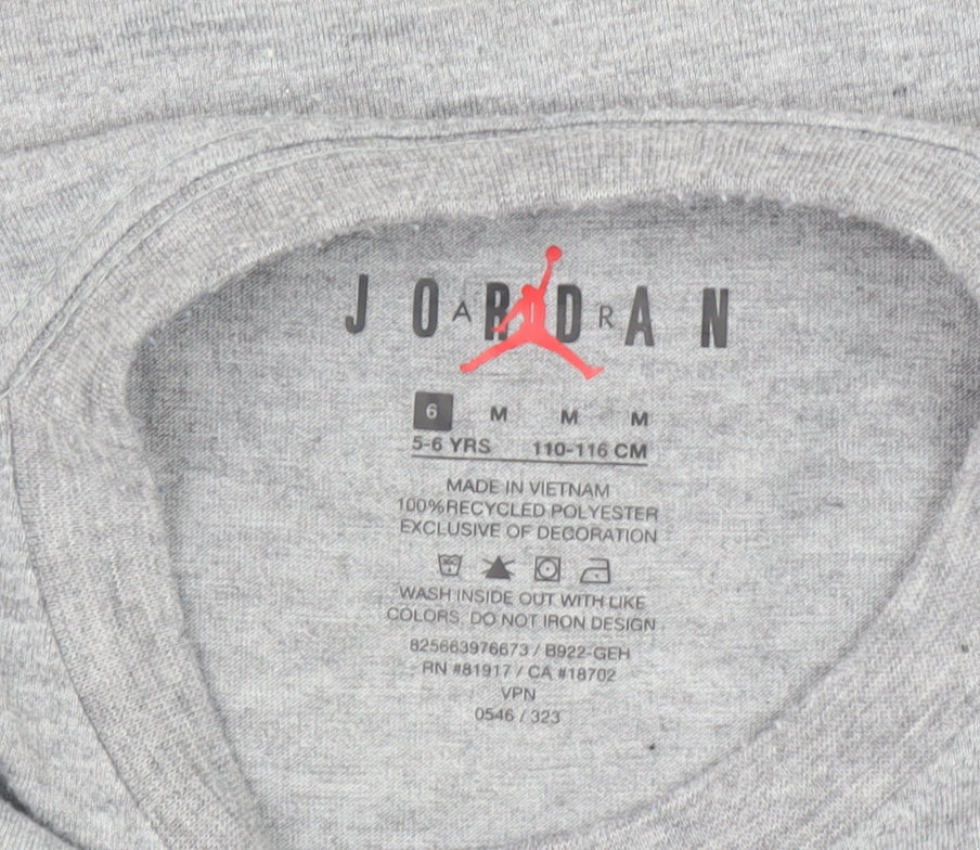 Jordan Boys Grey 5-6 Years Sports Logo T-Shirt