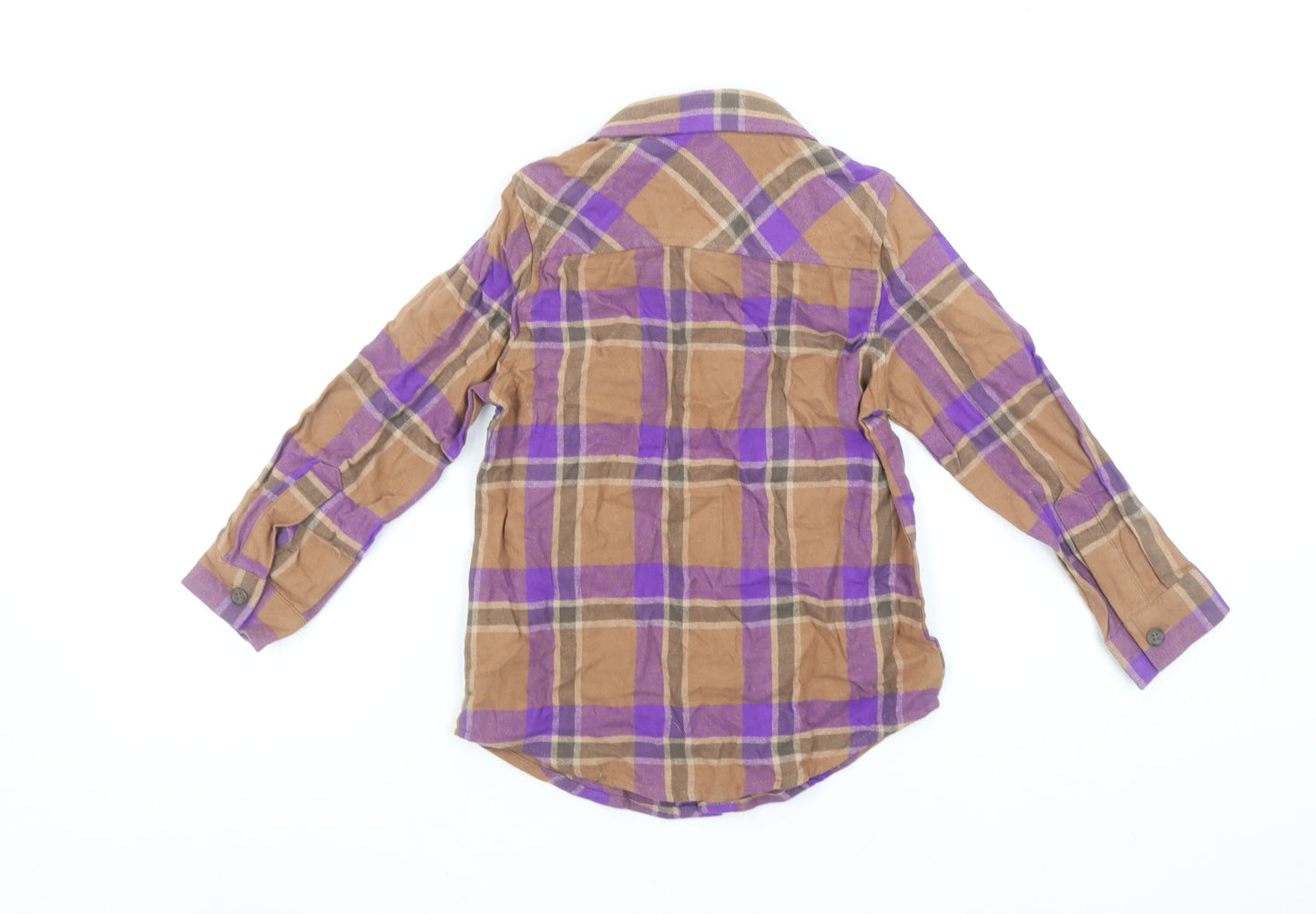 Cotton On Kids Boys Brown Plaid NBA Lakers Button-Up Shirt 5 Years