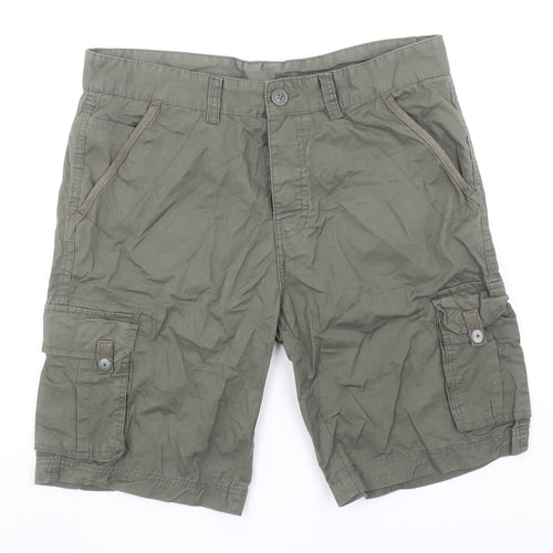 Avenue Men’s Green Cargo Shorts 34in Regular Fit Cotton