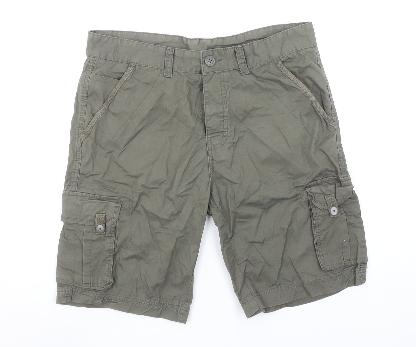 Avenue Men’s Green Cargo Shorts 34in Regular Fit Cotton