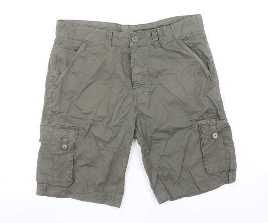 Avenue Men’s Green Cargo Shorts 34in Regular Fit Cotton