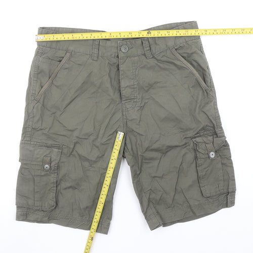 Avenue Men’s Green Cargo Shorts 34in Regular Fit Cotton