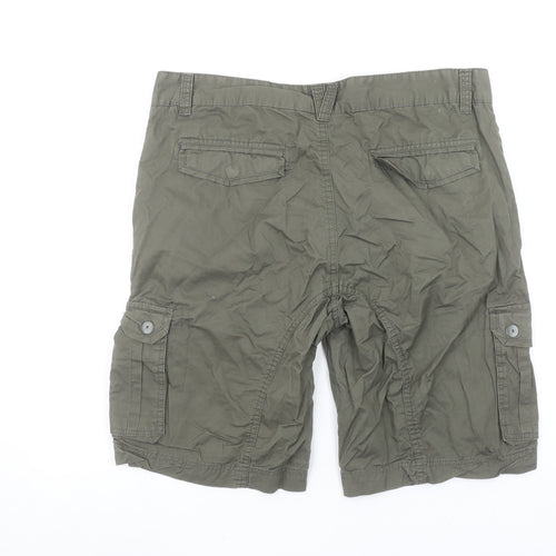 Avenue Men’s Green Cargo Shorts 34in Regular Fit Cotton