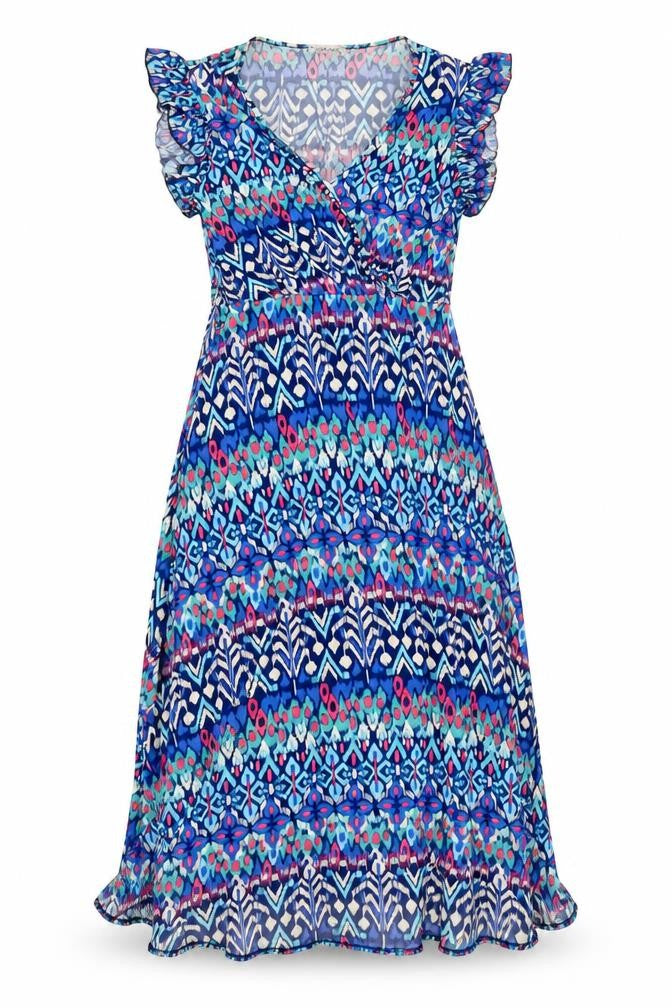 Zapara Women's Multicoloured Size 6 Fit & Flare V-Neck Dress