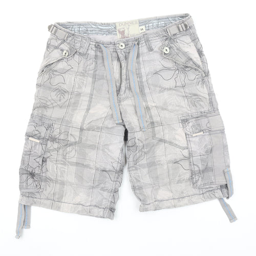 Dunnes Men's Grey Cargo Shorts Size 34 Regular Fit Cotton